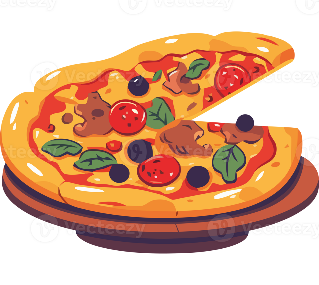 Baked pizza slice with salami icon isolated png