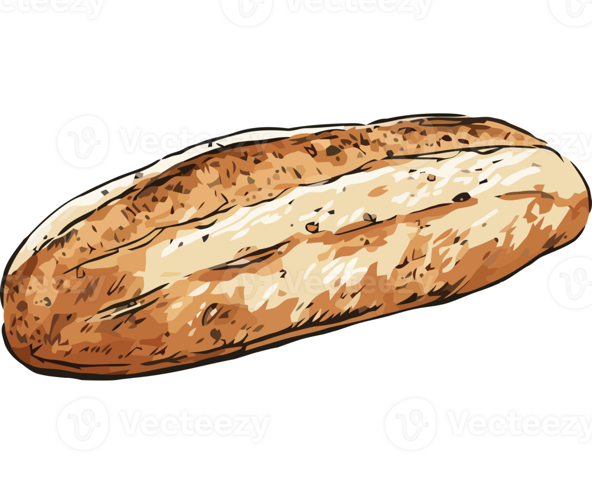 Hand drawn sketch of fresh baguette icon isolated png