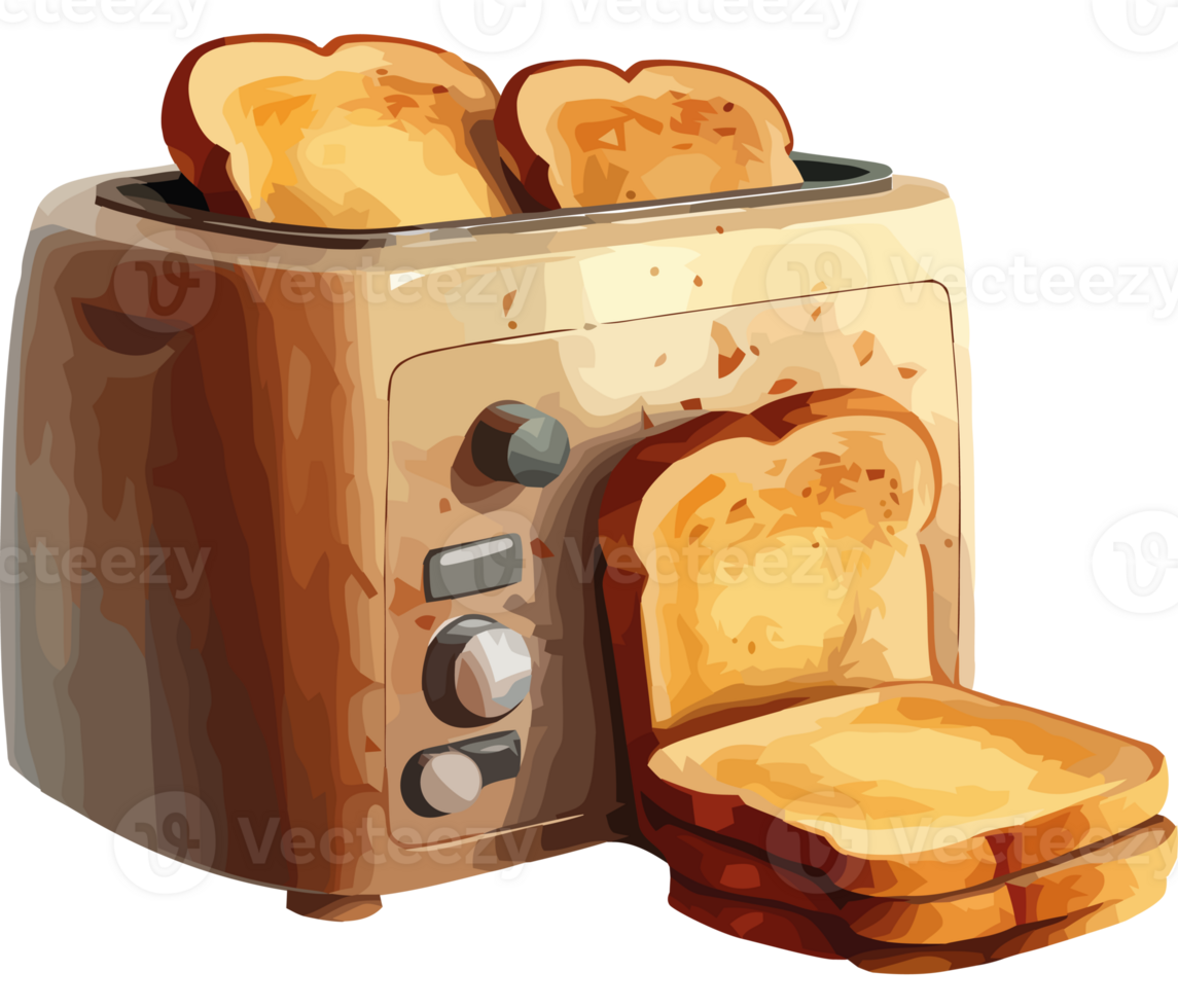 Toasted bread in toaster, ready for sandwich icon isolated png