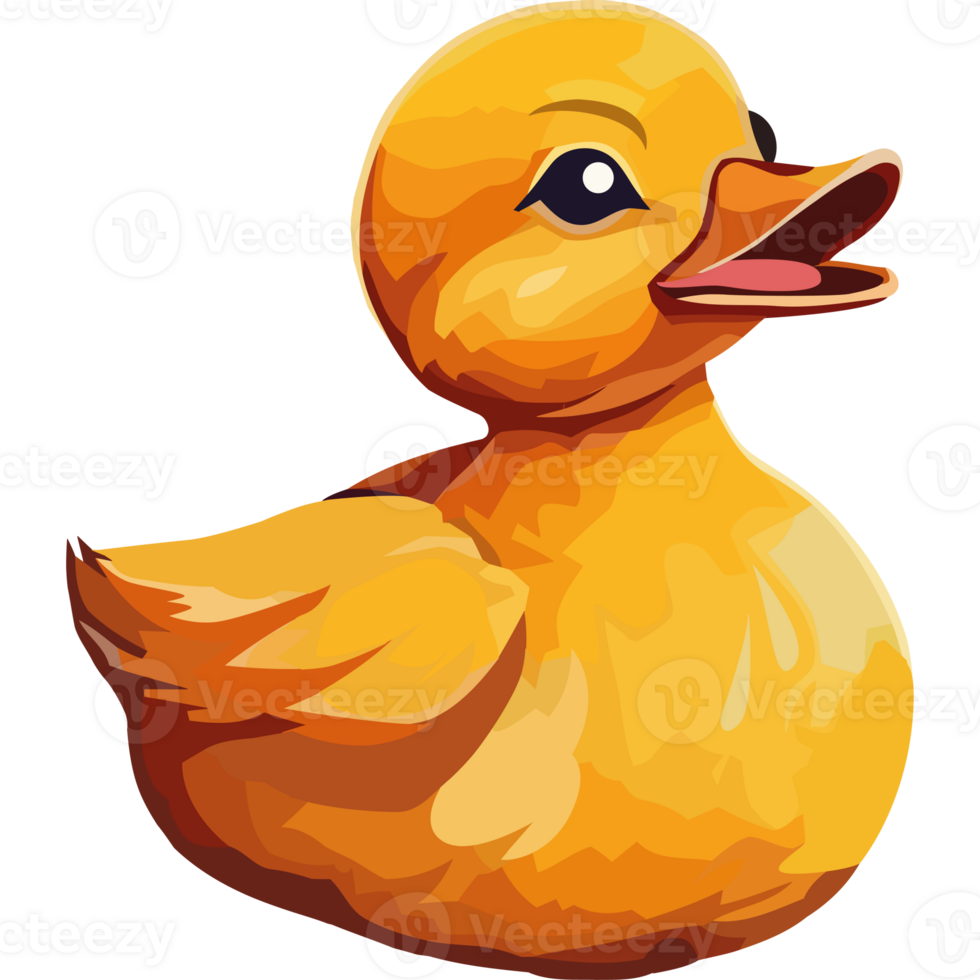 Fluffy duckling flying over pond with humor icon isolated png