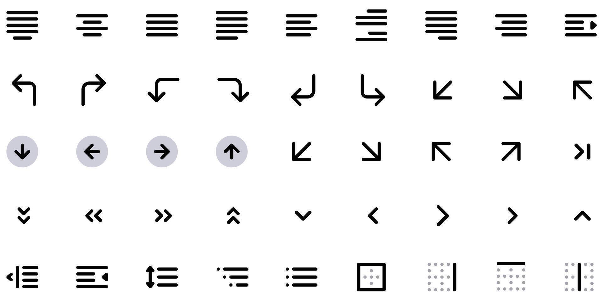 conjunto de clasificación y flecha línea menú icono conjunto recopilación. vector