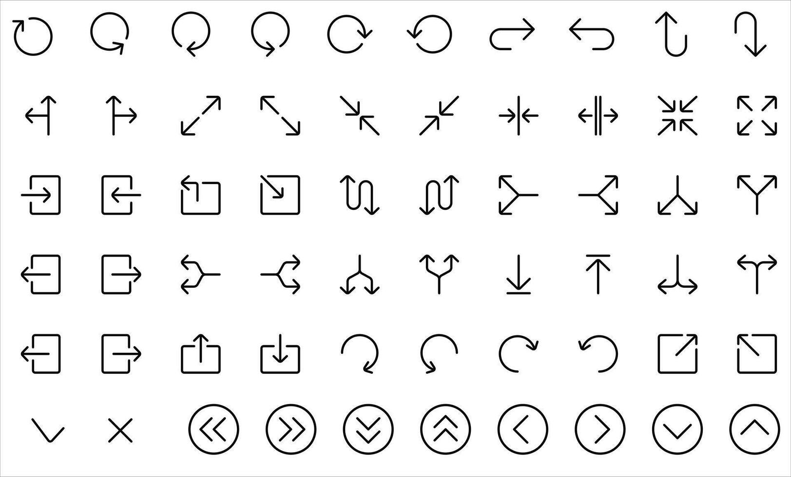 Outlined Material Design Arrow Icons for UI Symbols exit, enter, round, circle arrow icon set. vector