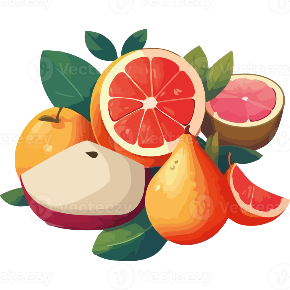 Fresh citrus fruits, ripe and juicy slices icon isolated png