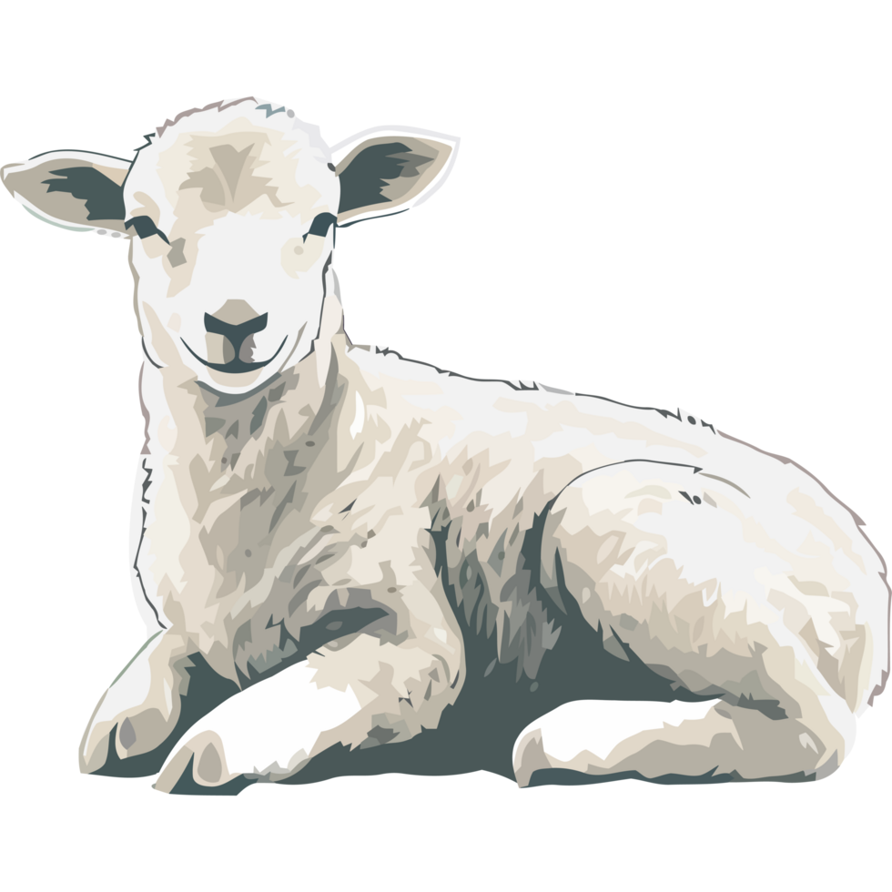 A white lamb laying down icon isolated png