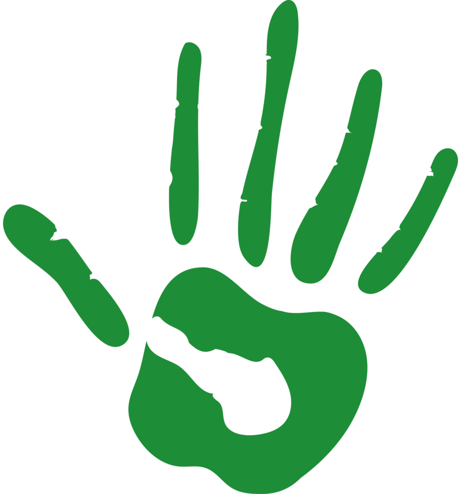 handprint paint color green isolated png