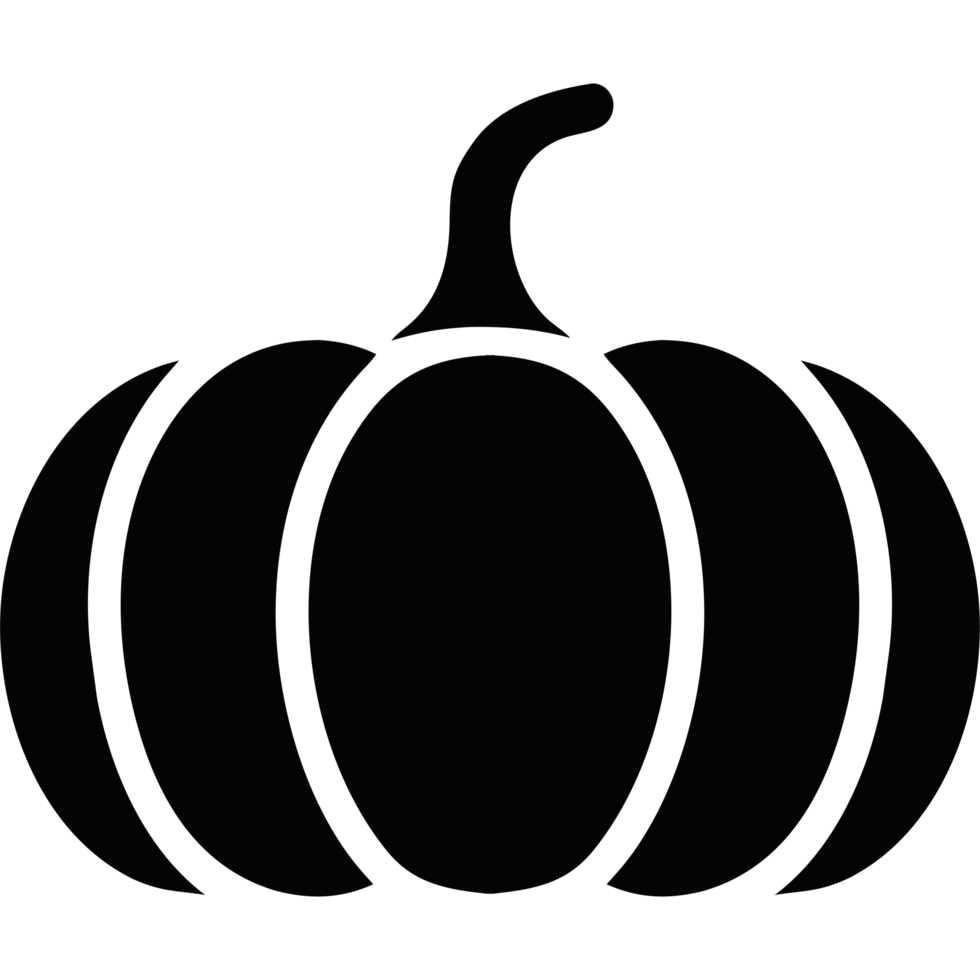 A black and white pumpkin icon isolated png