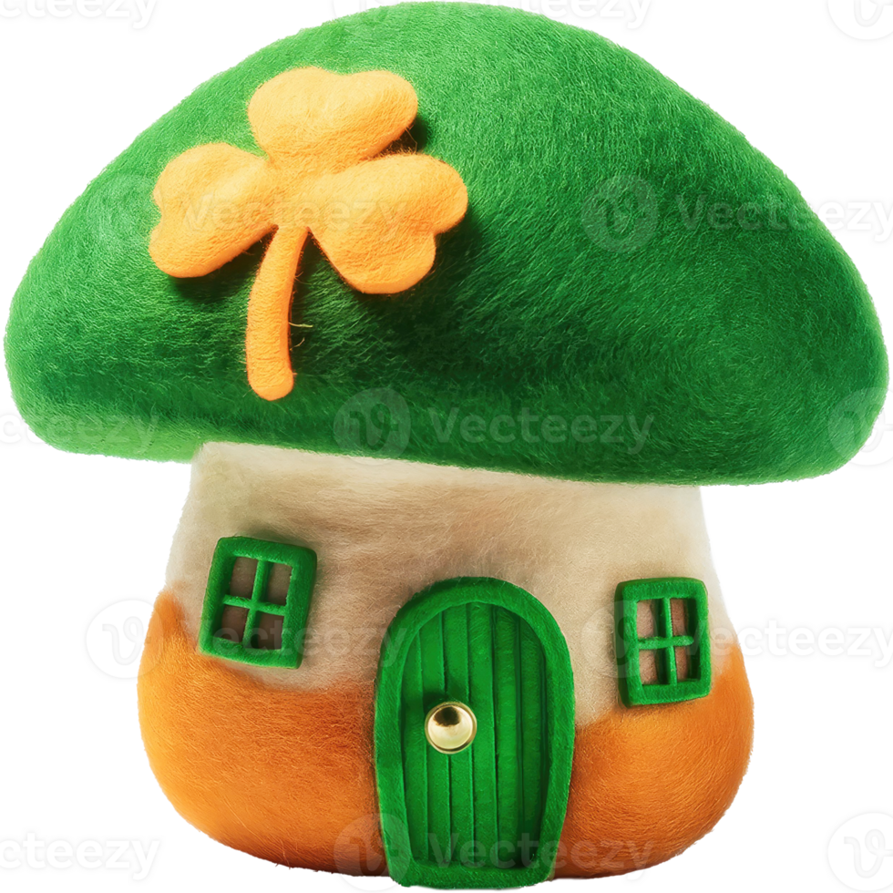 Irish pub mushroom shape cartoon felt toy St Patrick's Day theme isolated png