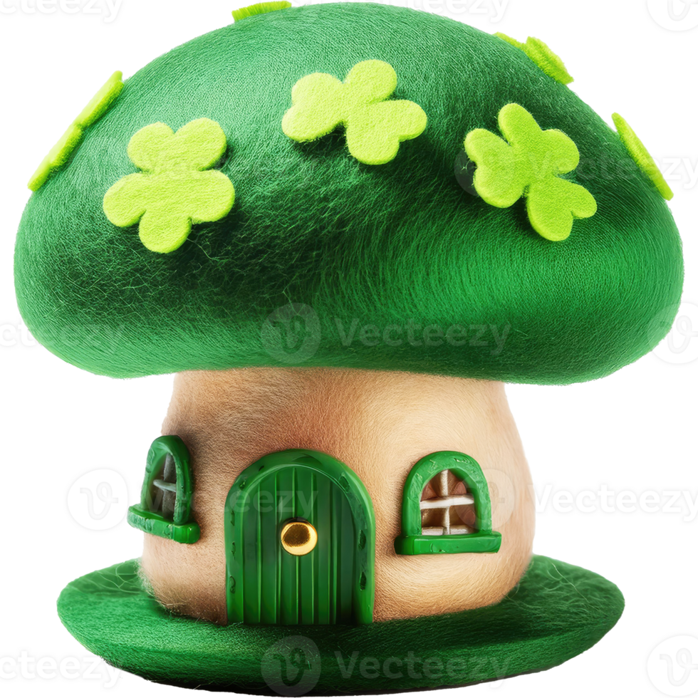 Irish pub mushroom shape cute felt toy St Patrick's Day theme isolated png