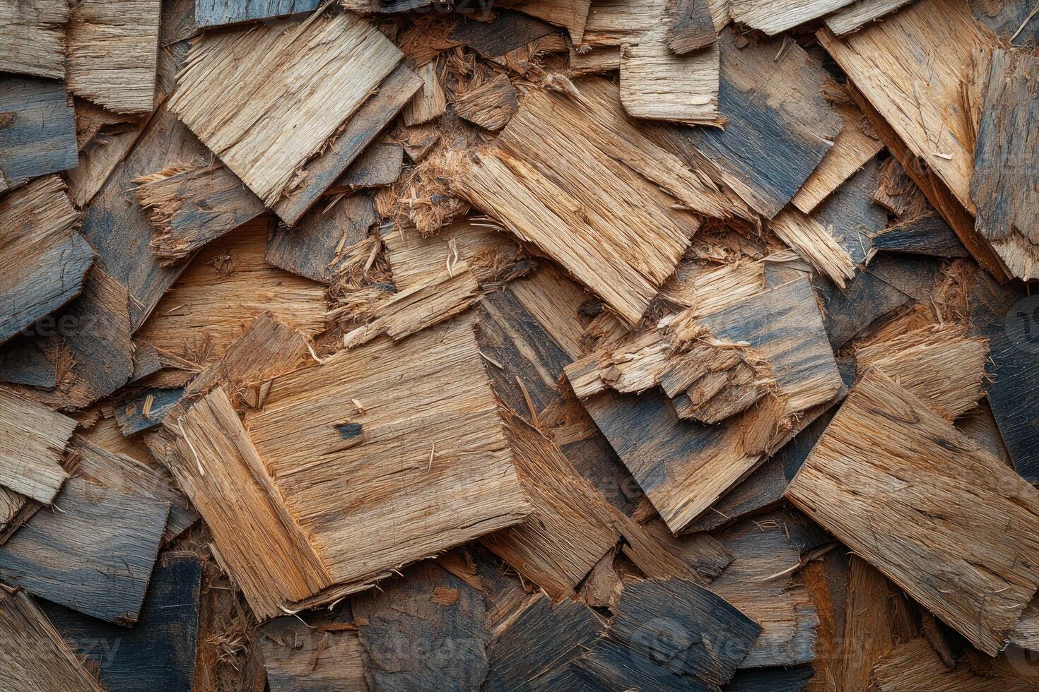 Wood chips creating a textured surface, forming an abstract pattern photo