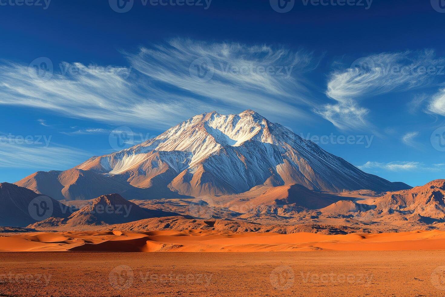 Licancabur volcano towering over the atacama desert in chile photo