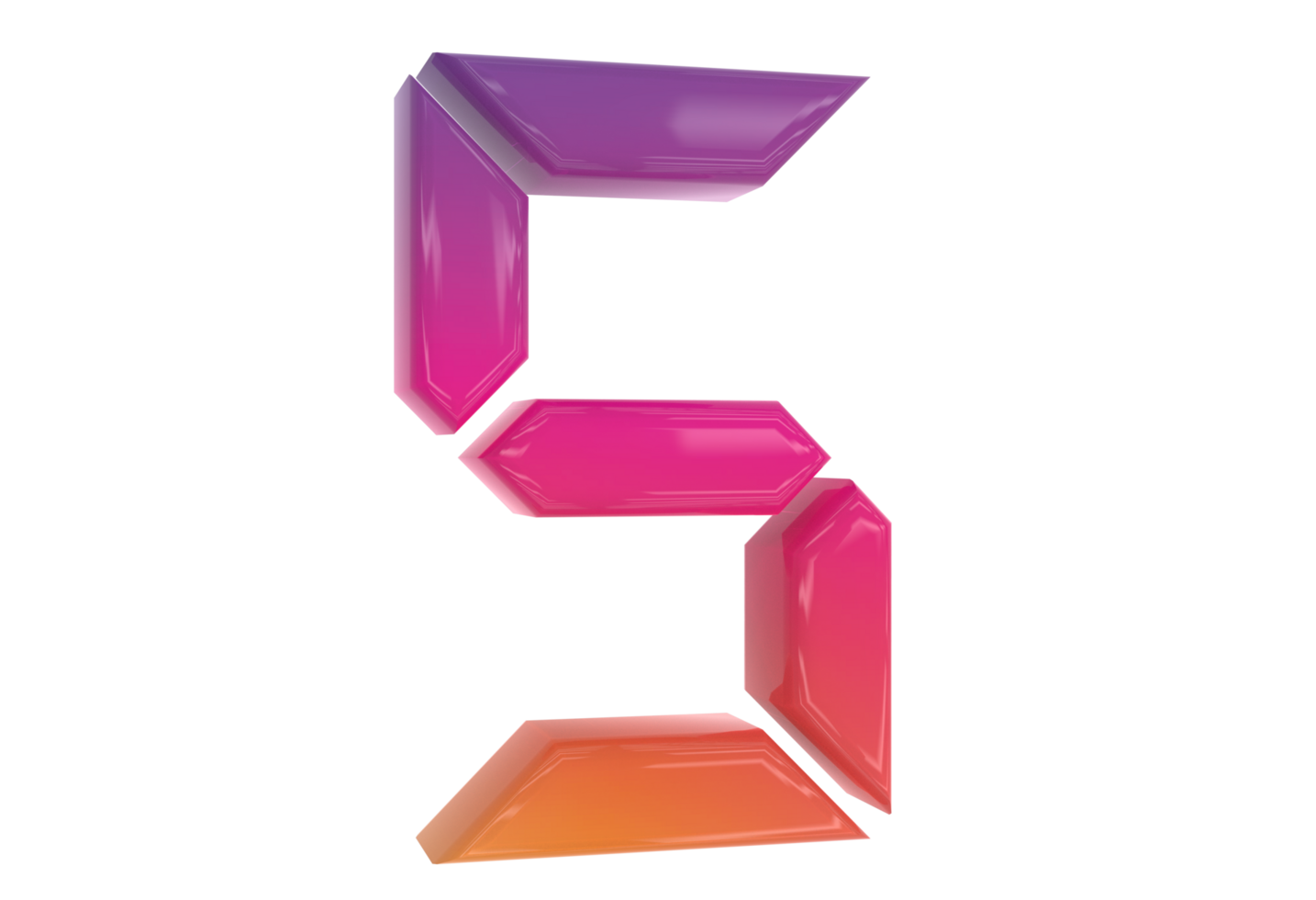 Number 3D of 5 Design Color Social Media png