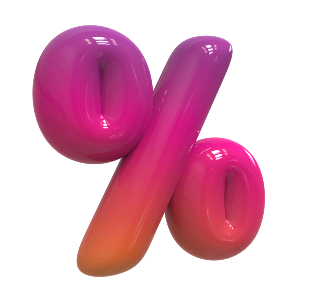 Design Color of Instagram Number percent Rendering 3D png