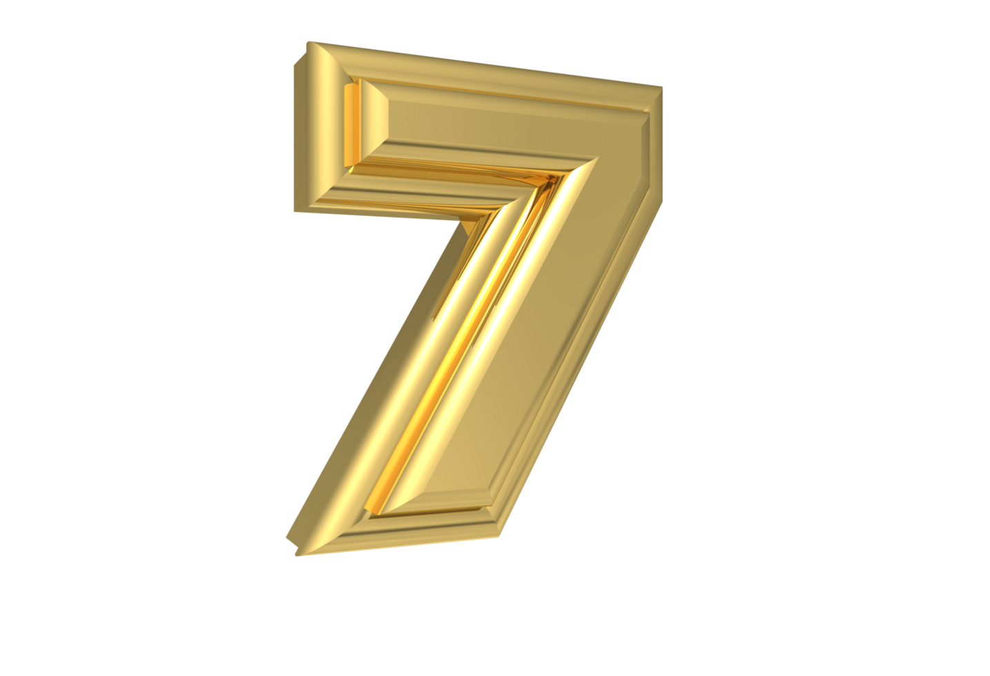Design Color Golden Number 7 Rendering 3D png