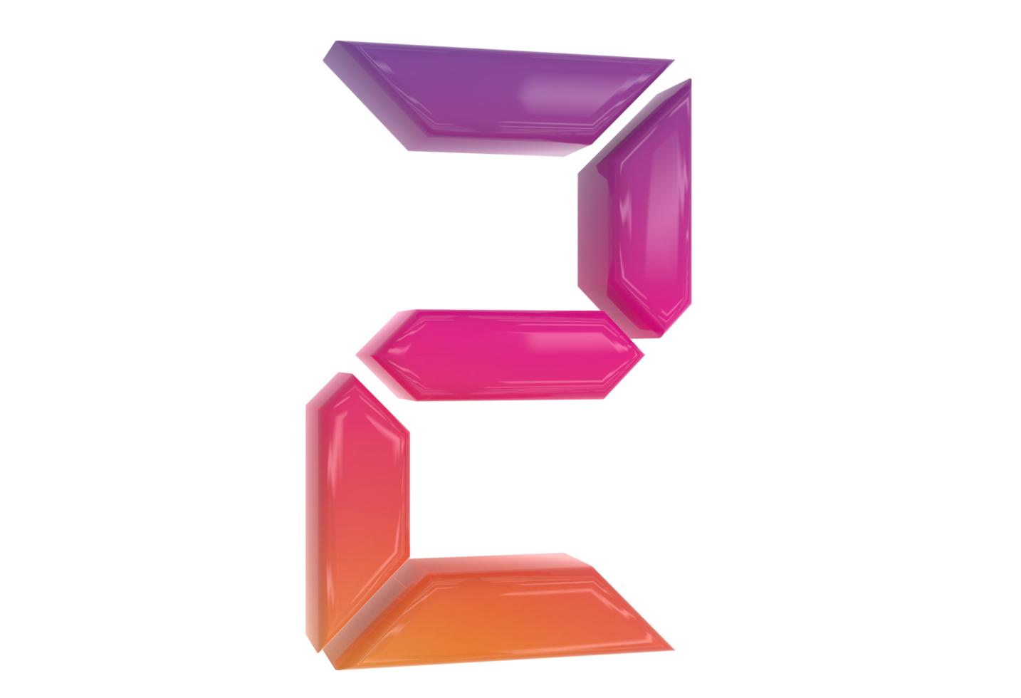 Number 3D of 2 Design Color Social Media png