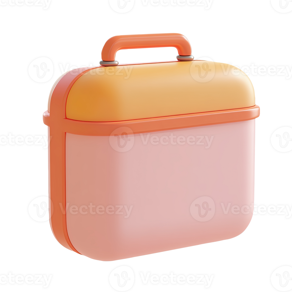 A pink and orange lunch box with handles png