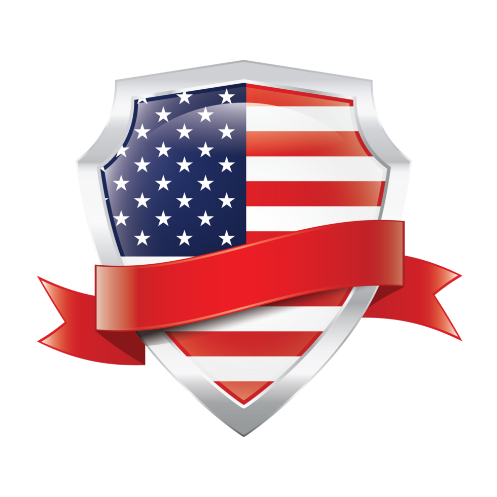American Flag Badge with Red Ribbon png