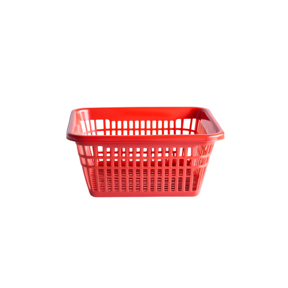 A red plastic basket on a black background png