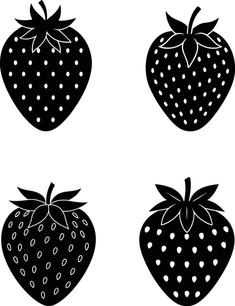 Strawberry simple silhouette illustration vector