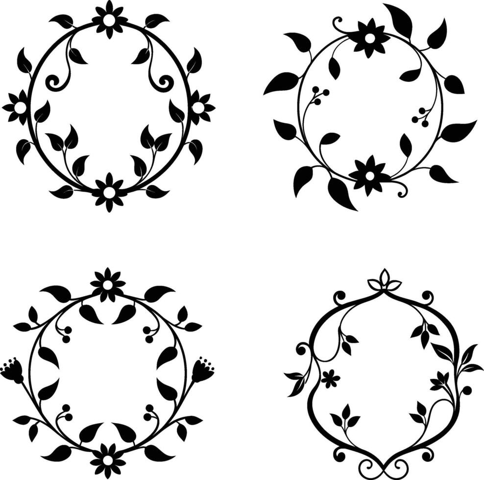 A set of drawing represents floral frame design illustration vector