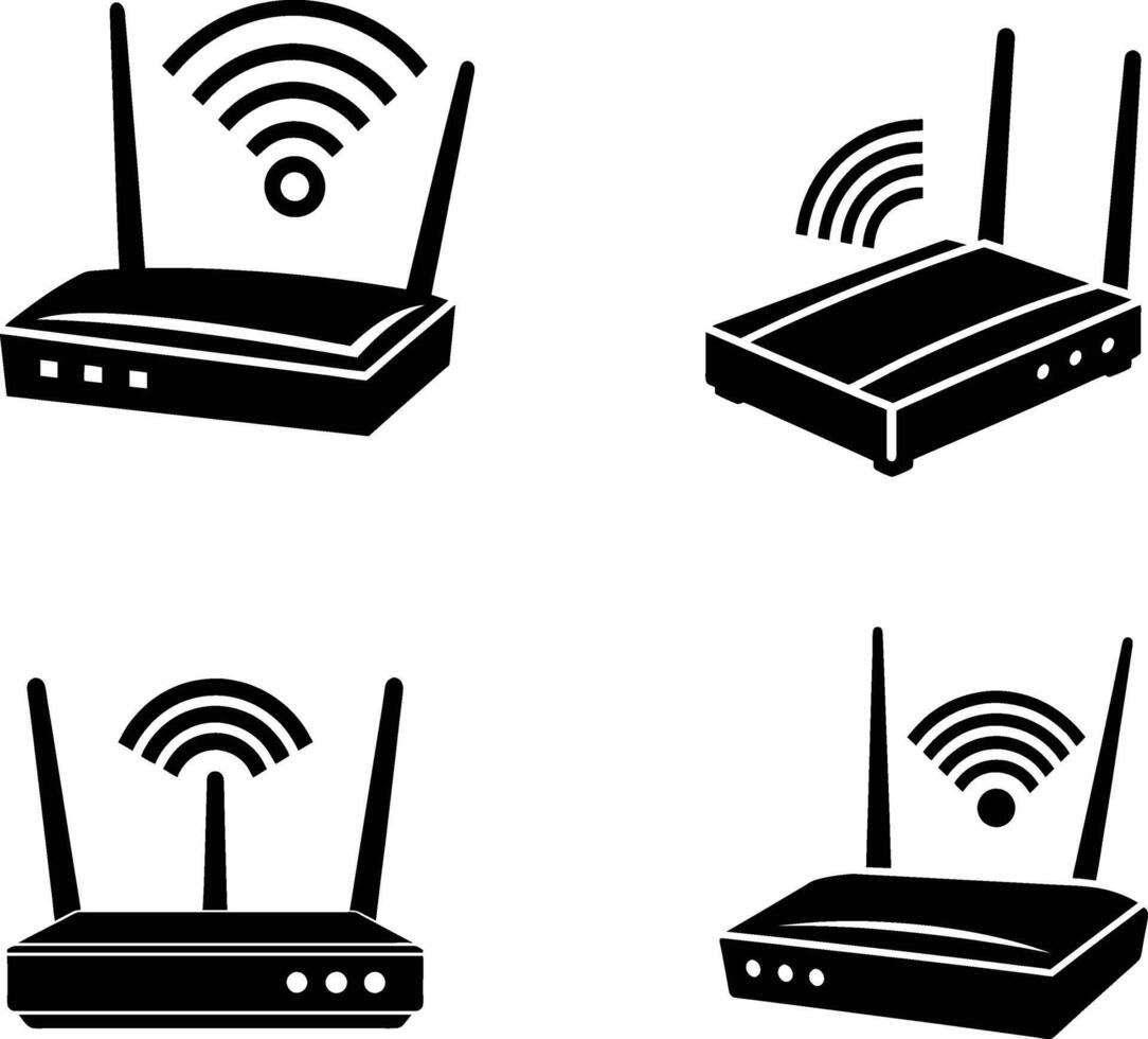 Wi fi router silhouette illustration. vector