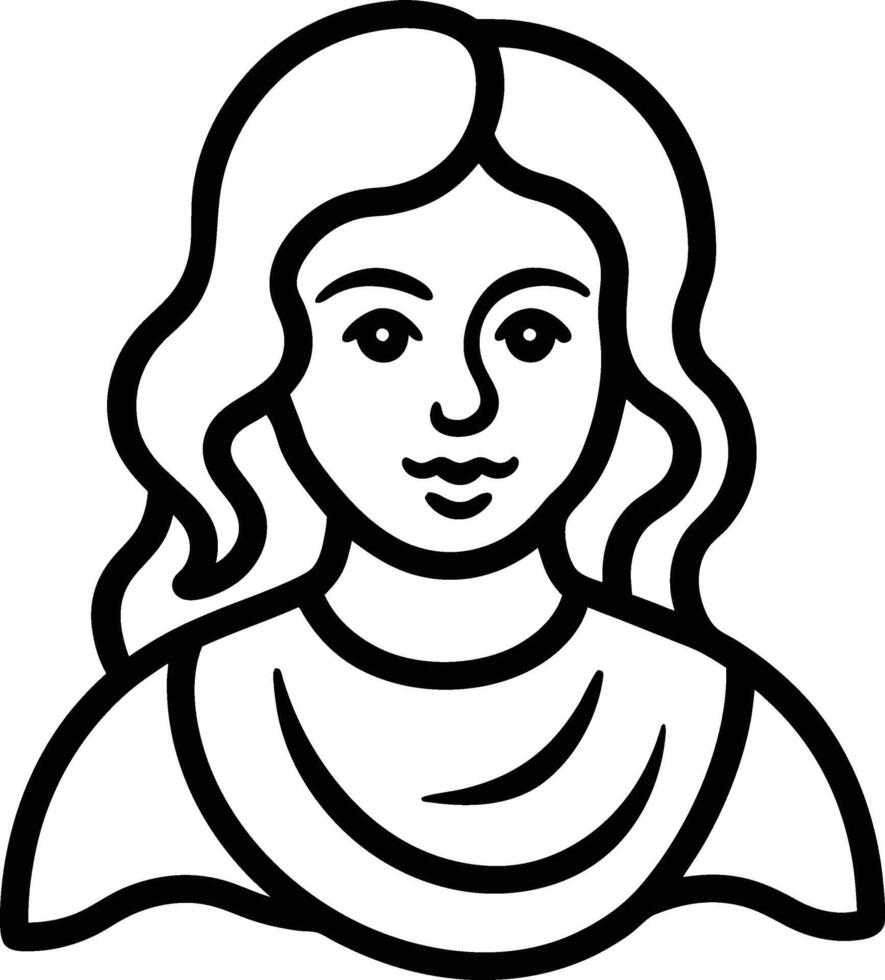 Beautiful girl bold line art illustration vector
