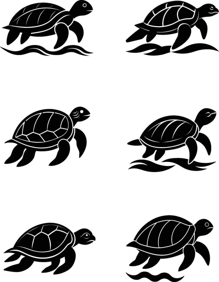 Turtle on a beach silhouette illustration vector