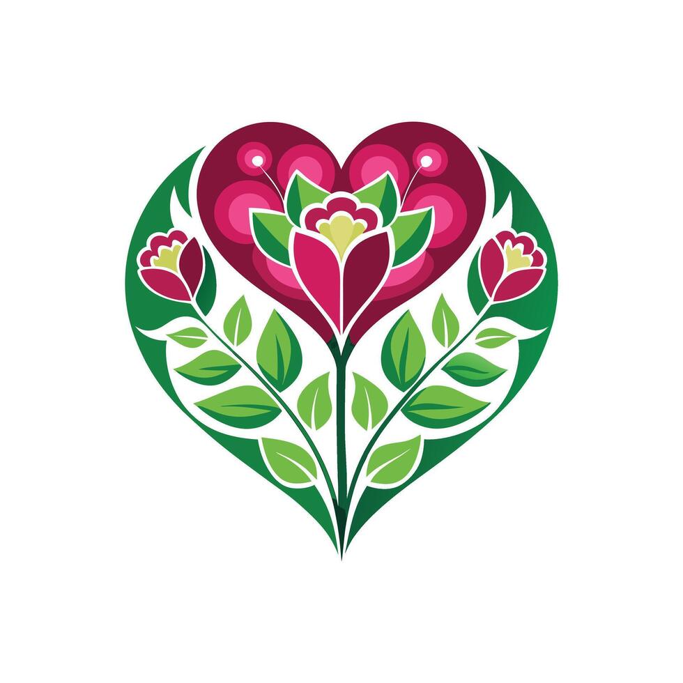 Creative Flower Heart for Celebration Graphics on White Background vector