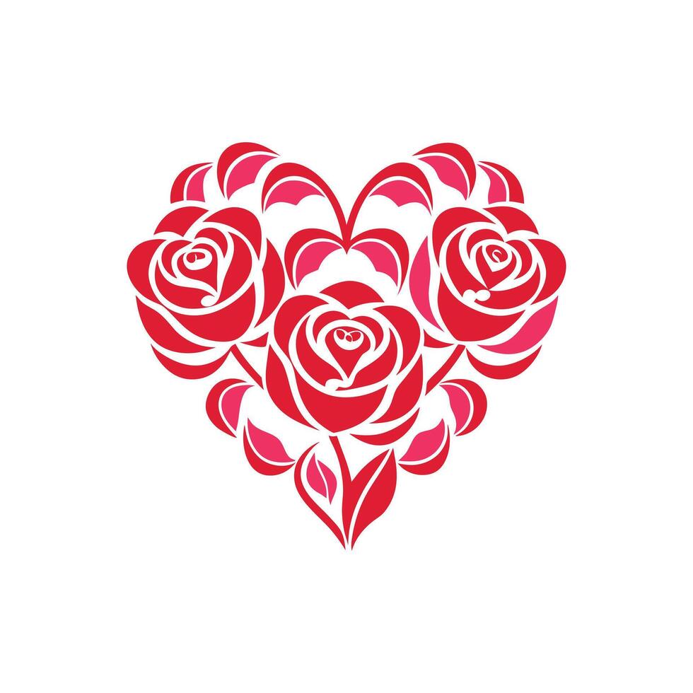 Vibrant Flower Heart Art for Special Occasions on White Background vector