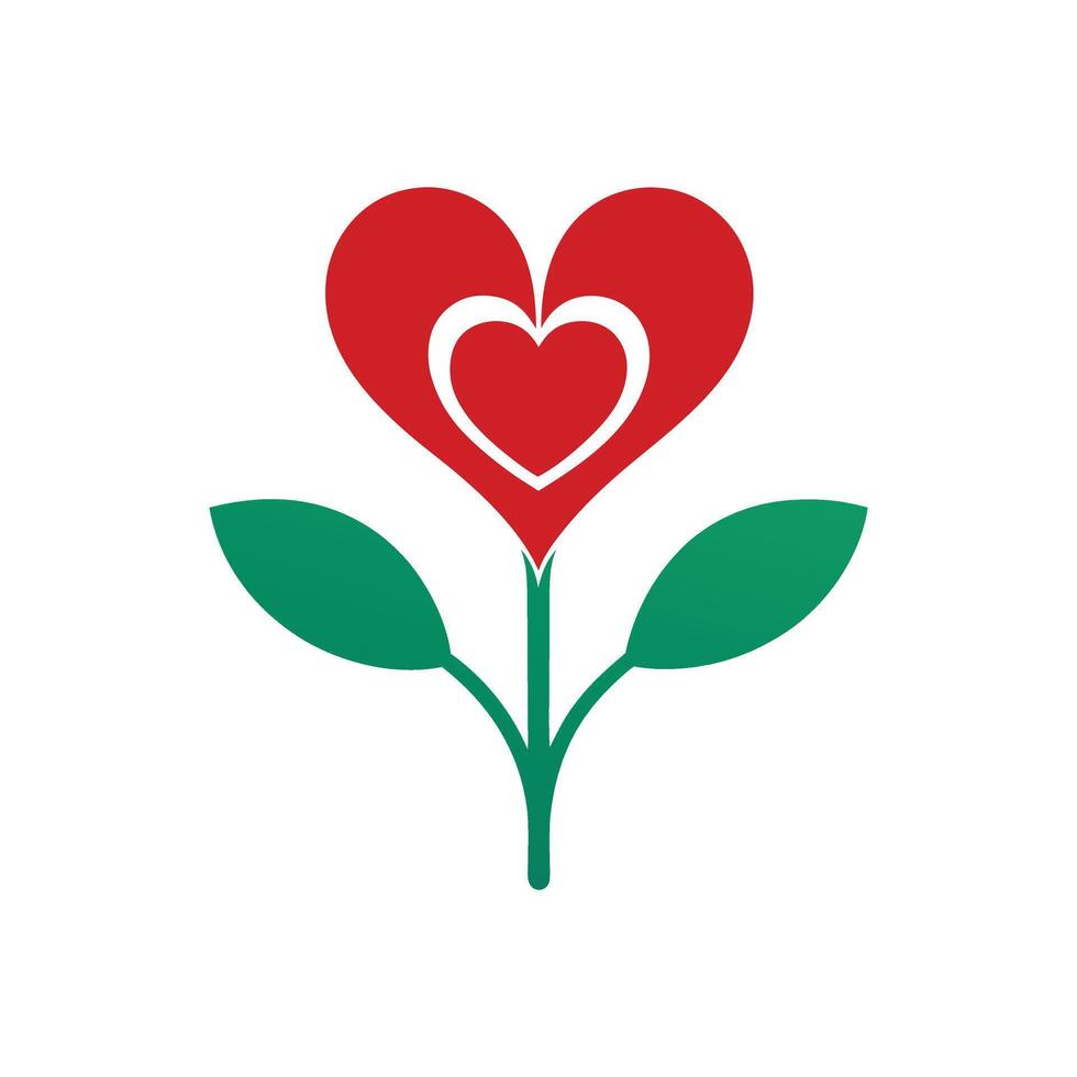 Whimsical Flower Heart Art for Romantic Projects on White Background vector