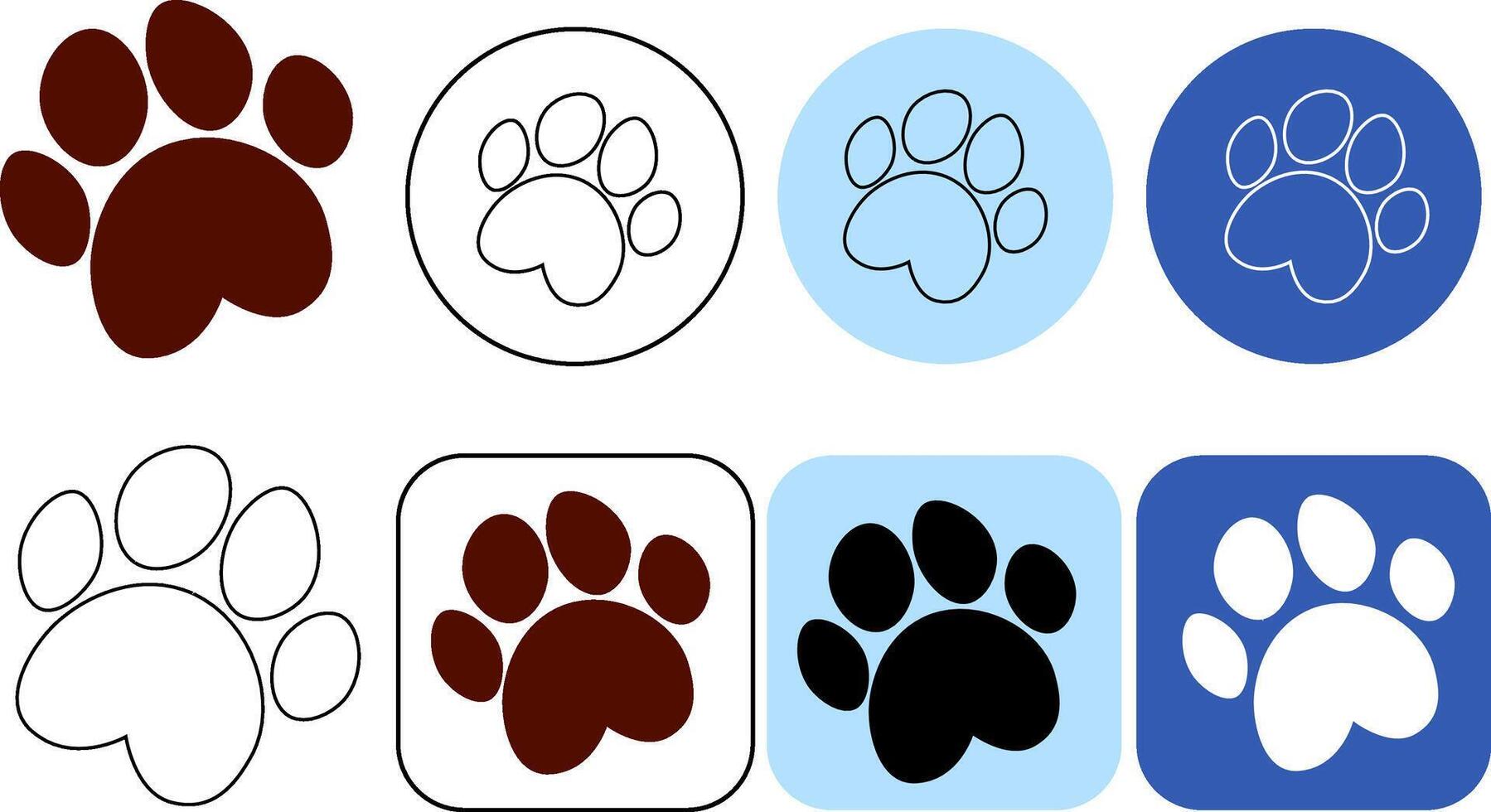 dog paw footprint icon logo cartoon character symbol illustration doodle design vector