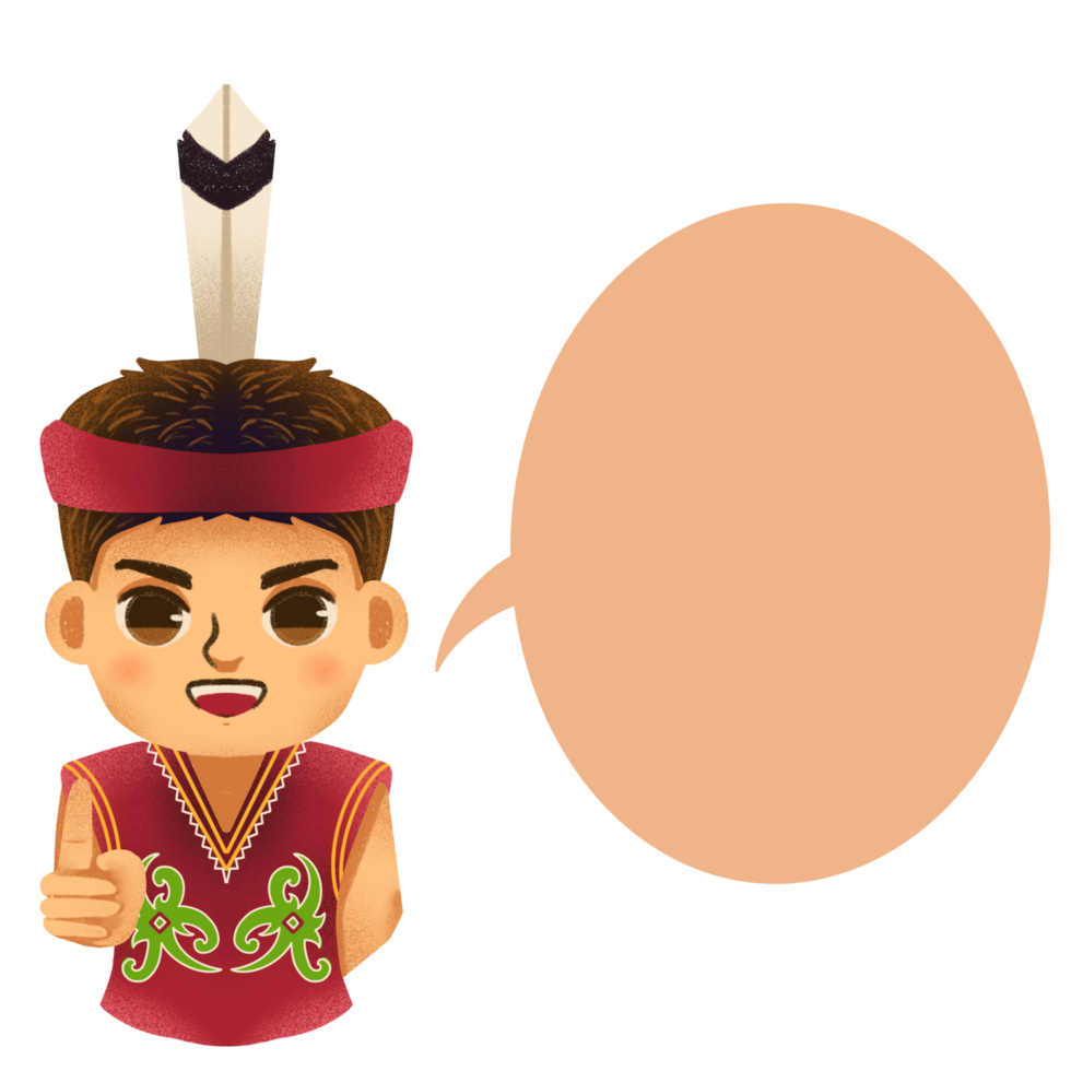 a cartoon Dayak boy Explain Something png