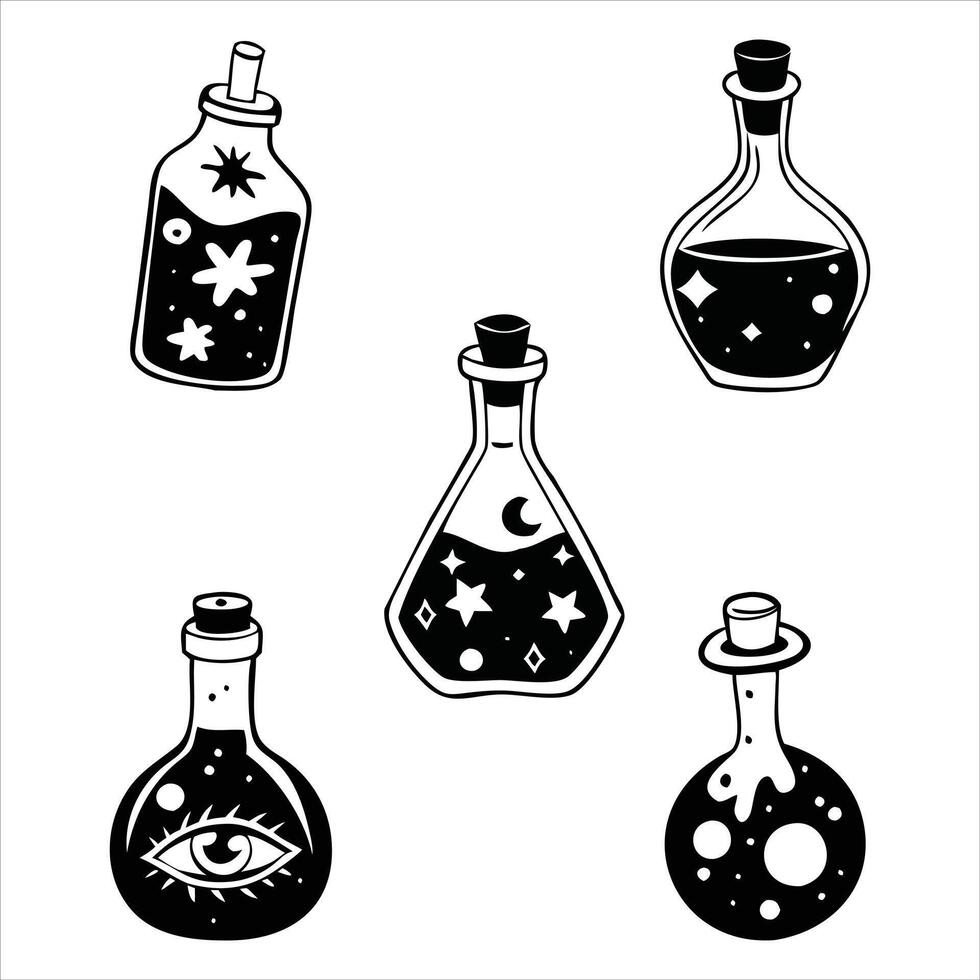 Moonlit Magic in a Bottle white background vector