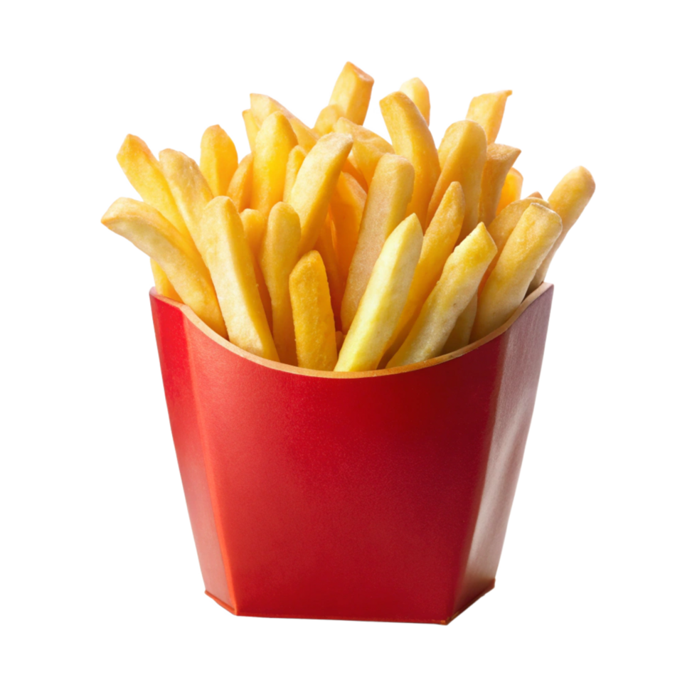 French Fries in paper box isolated on transparent background png