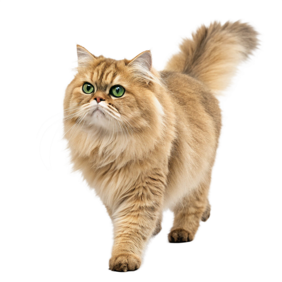 Persian green eyes Cat walking isolated on transparent background png