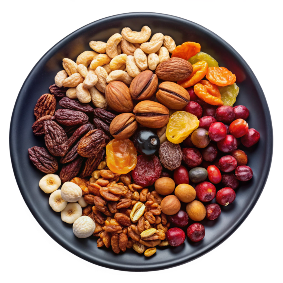 Mixed Nuts in a black bowl on transparent background png