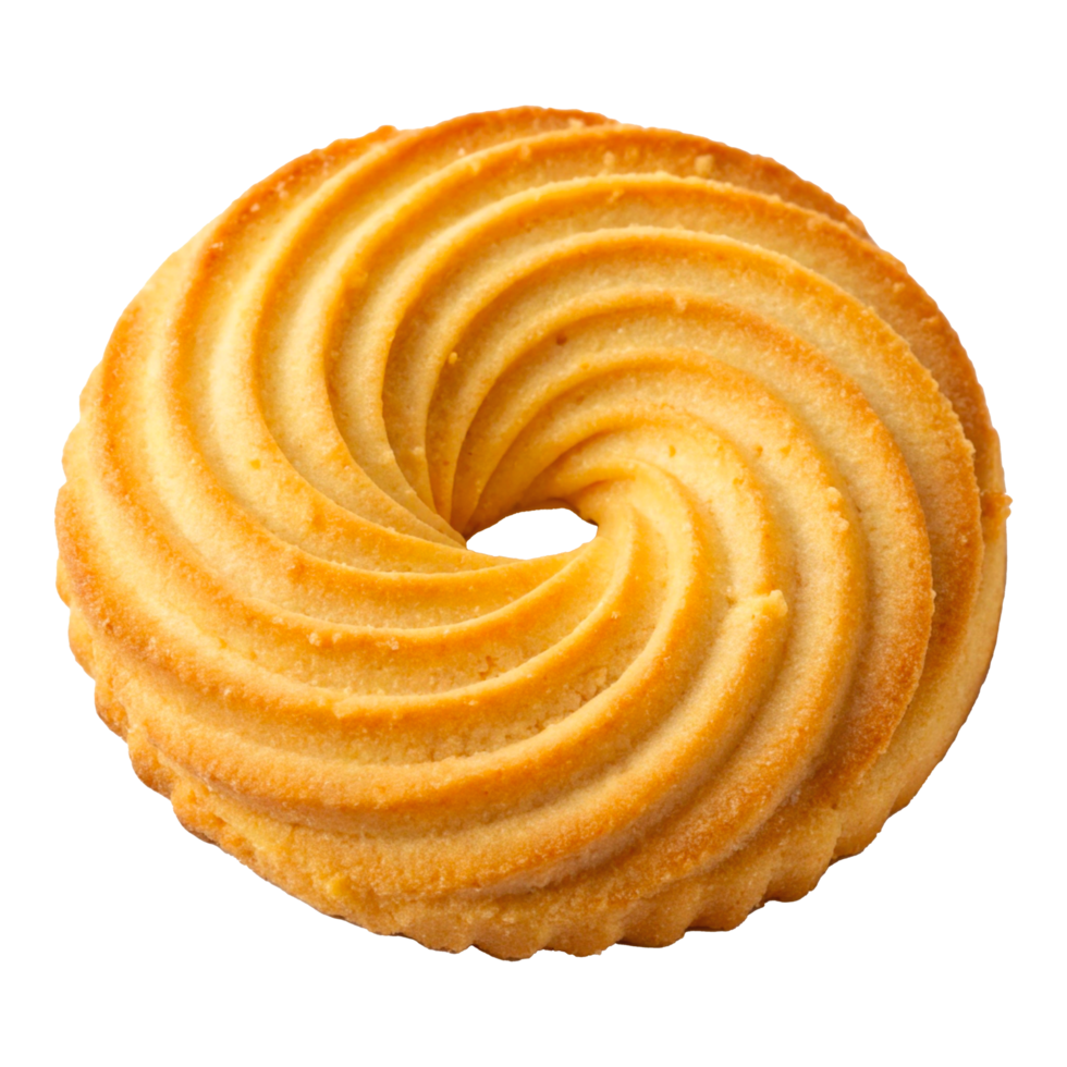 Golden Spiral Butter Cookie with Crisp Texture and Circular Swirl Pattern png