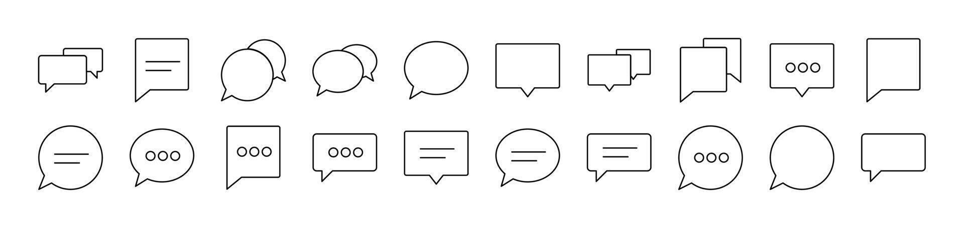 Speech Bubble as Communication and Dialogue Simple Icon Collection. Editable Stroke. Perfect for Infographics, Articles, Books, Flyers, Banners vector