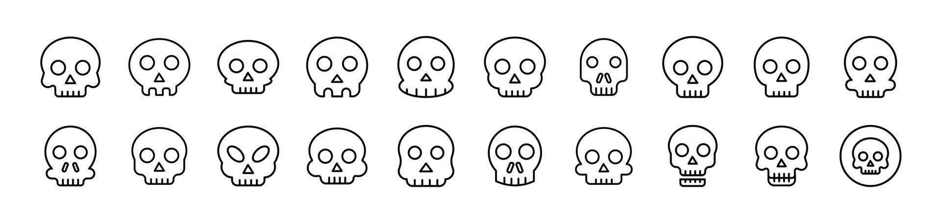 Skull Thin Icons Collection. Editable Stroke. Suitable for Web Sites, Books, Cards, Apps vector