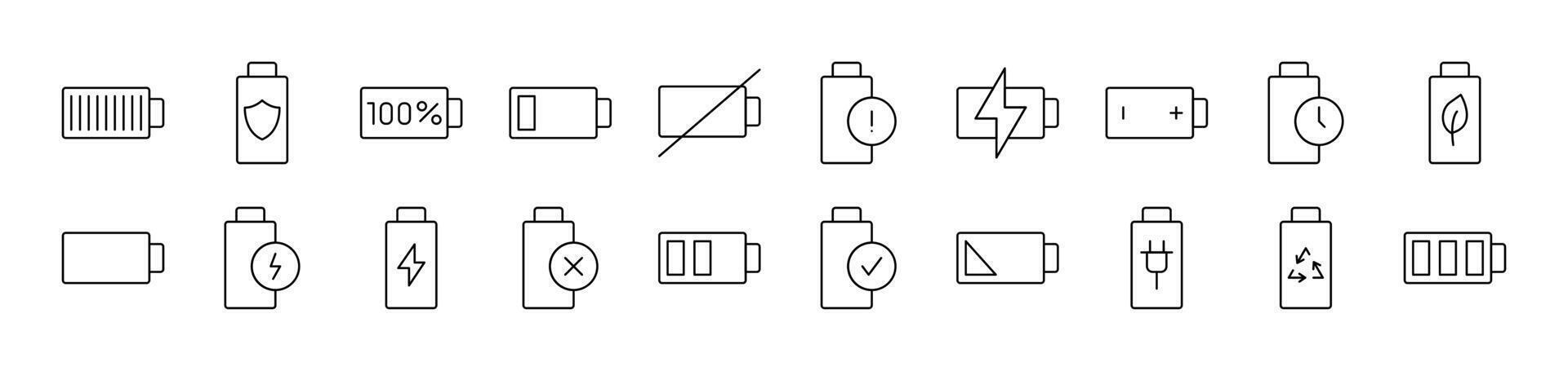 Batteries Simple Icon Collection. Editable Stroke. Perfect for Infographics, Articles, Books, Flyers, Banners vector