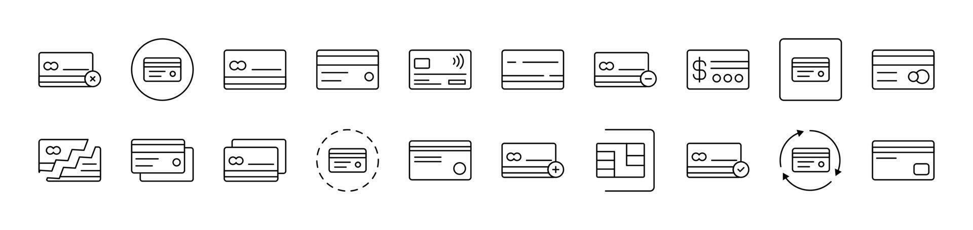 Credit or Debit Cards Outline Image Collection. Editable Stroke. Perfect for Infographics, Articles, Books, Flyers, Banners vector