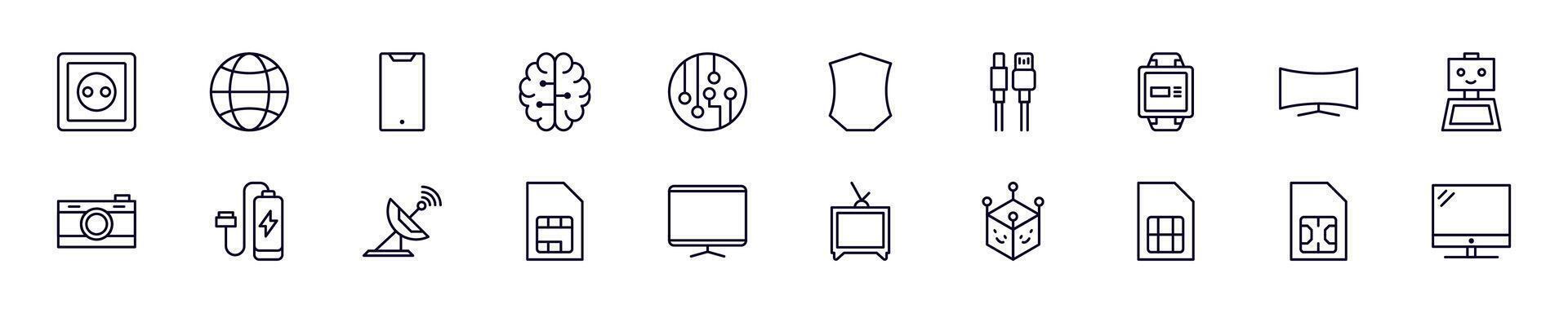 Electronics modern web icons for infographics. Simple linear illustration for apps, sites, infographics vector