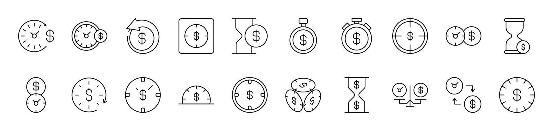 Dollar and Money Related Line Icon Collection. Editable Stroke. Perfect for Infographics, Articles, Books, Flyers, Banners vector