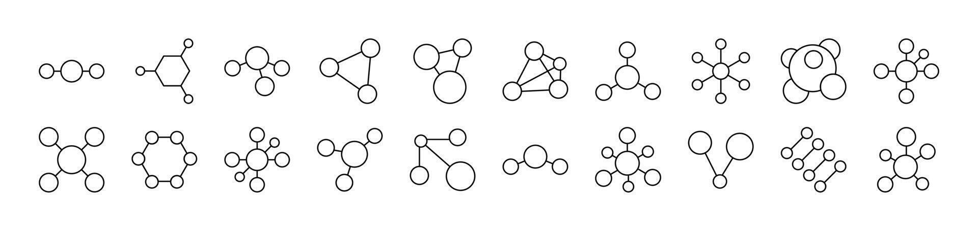 Chemical Compound Atom Outline Icon Collection. Editable Stroke. Perfect for Infographics, Articles, Books, Flyers, Banners vector