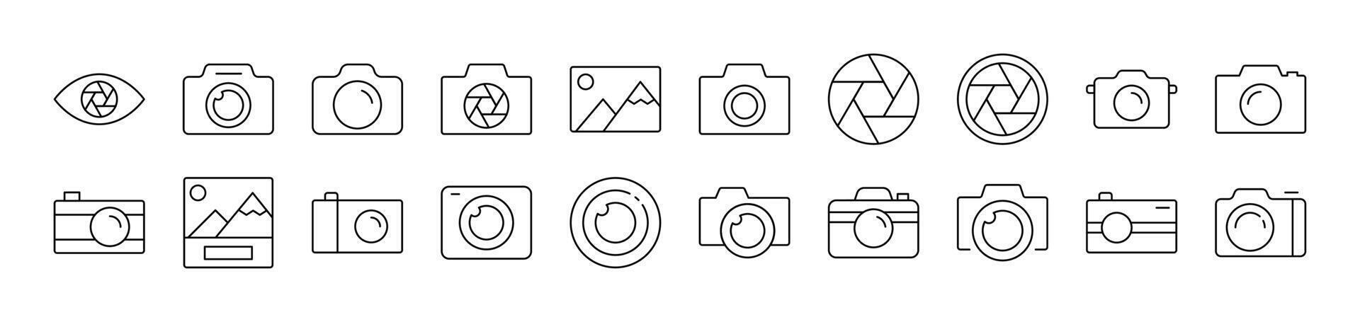 Photo Camera and Image Line Icon Collection. Editable Stroke. Perfect for Infographics, Articles, Books, Flyers, Banners vector