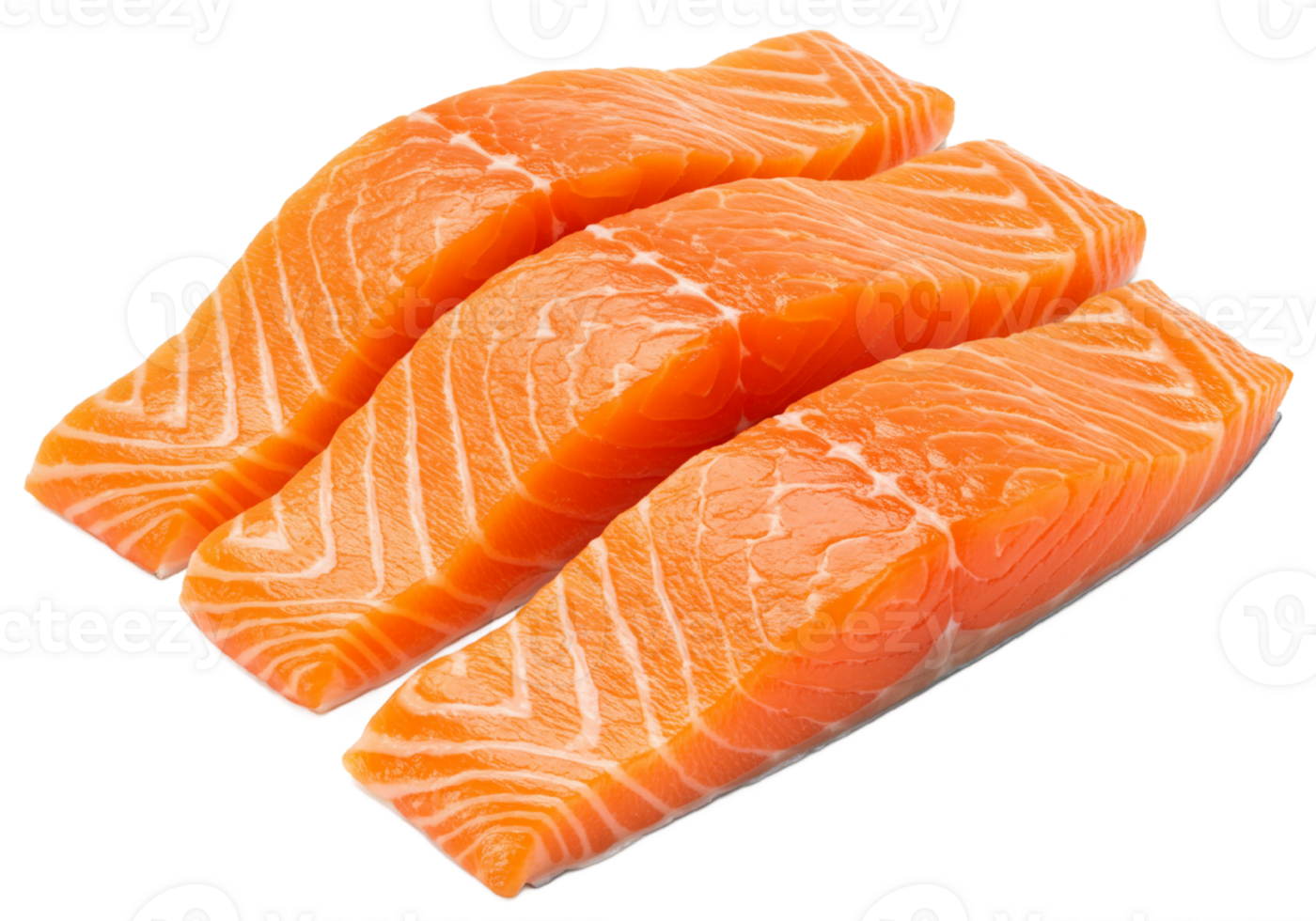 raw salmon fillets on white background png