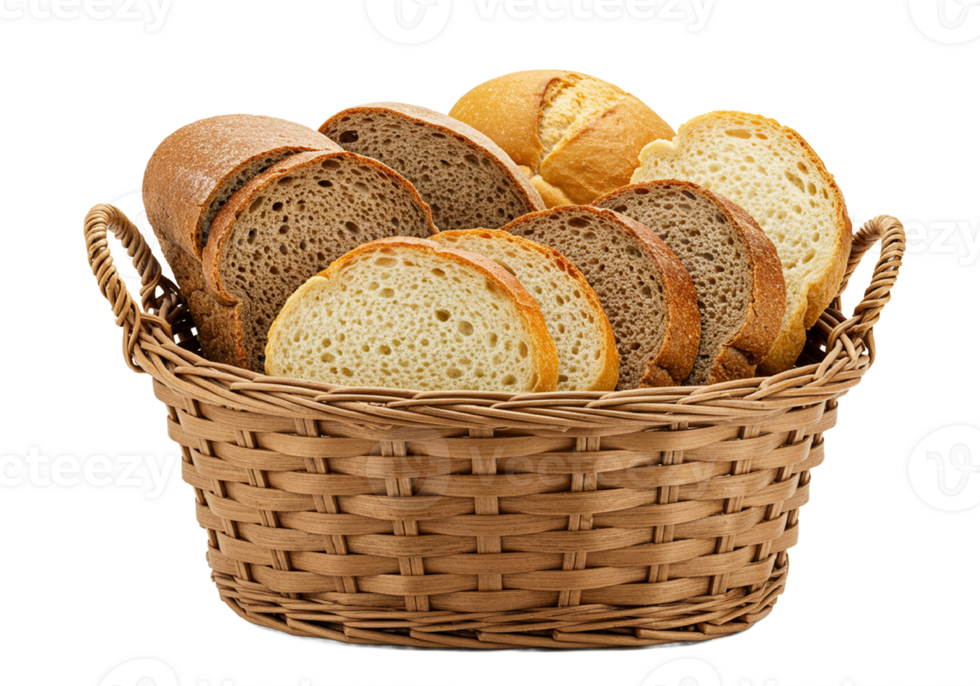 basket with bread, isolated png