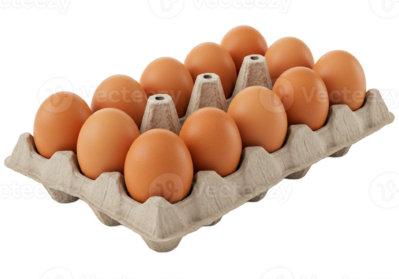 eggs in a wooden tray. 3 d render. isolated on black background. png