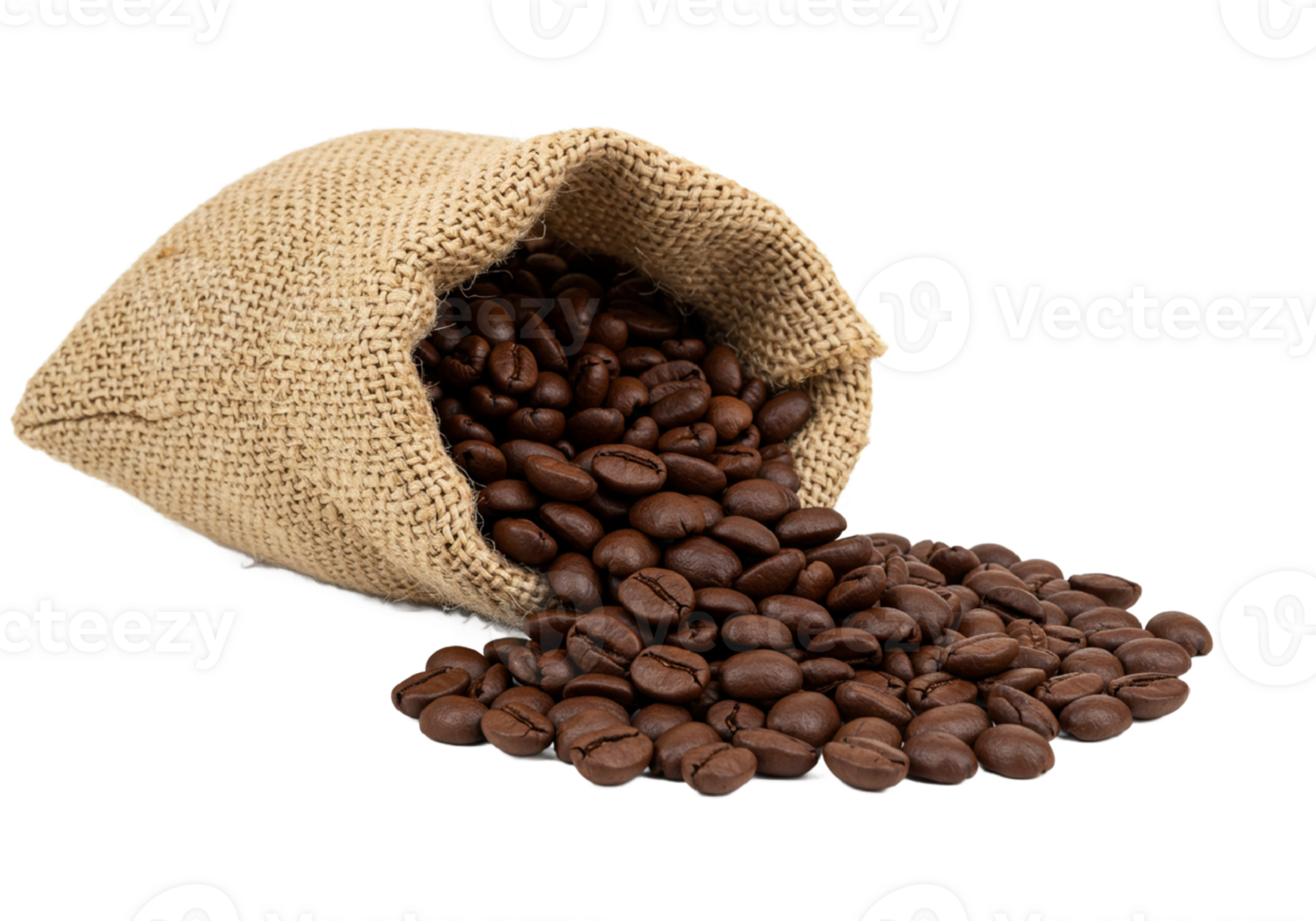 coffee beans in a bag isolated on white png