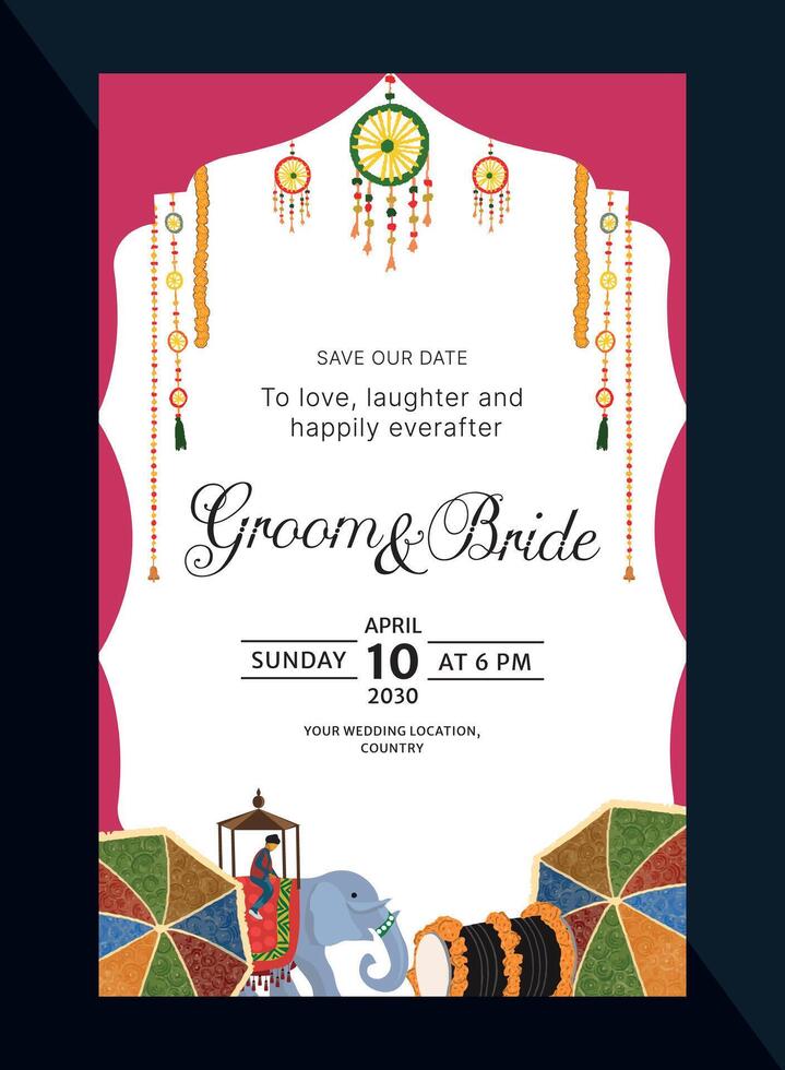 Indian Wedding Invitation Card design vector