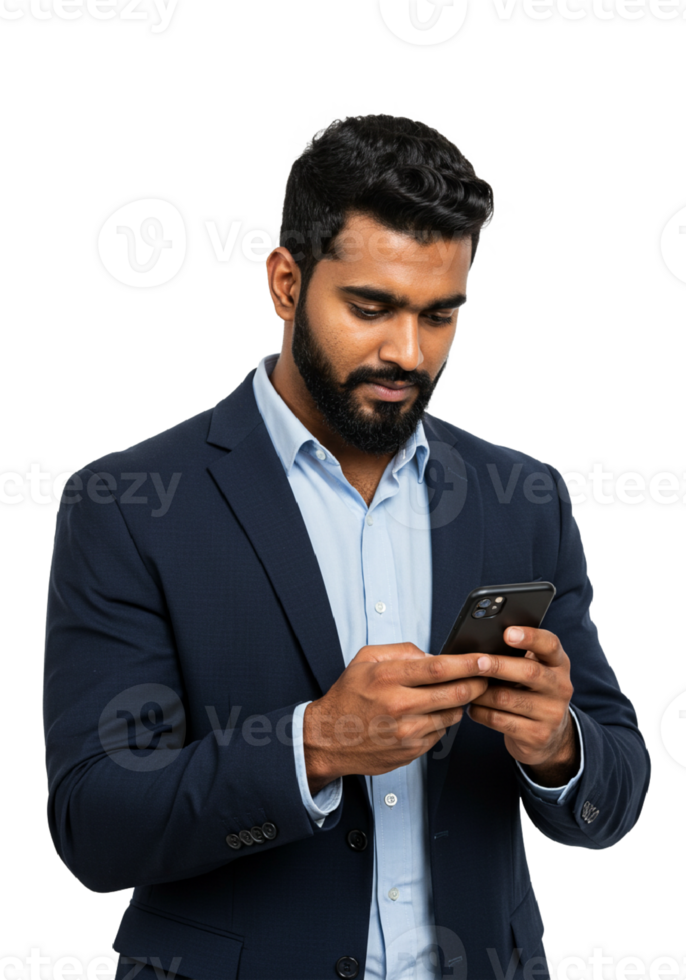 a businessman with a phone transparent png